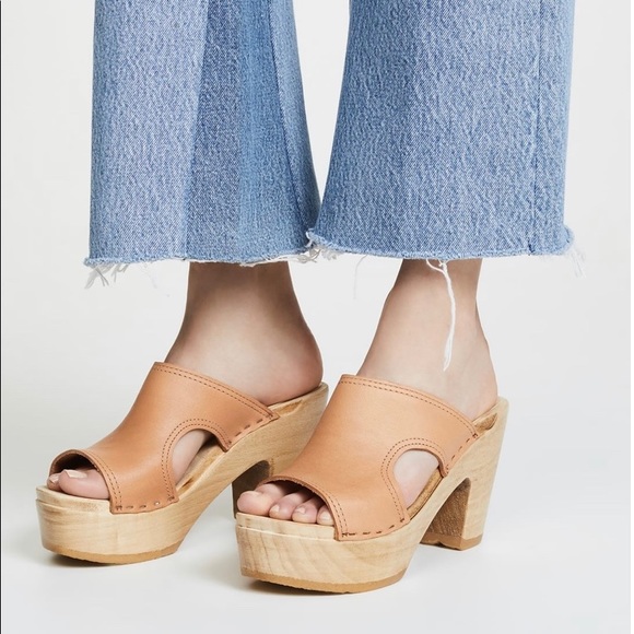 No. 6 Shoes - No.6 Alexis Cut Out Platform Clogs Wooden Sandals